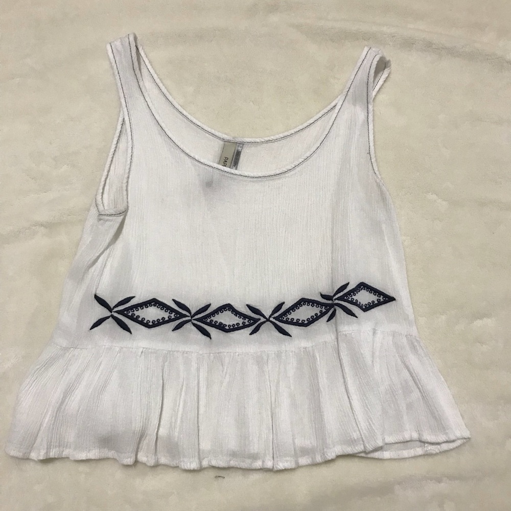 Paper Crane Embroidered Flowy Tank